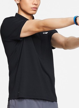 中国李宁2024夏款男子健身商务排湿速干抗菌短袖POLO衫 APLS071