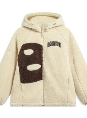 中国李宁外套男女新款反伍系列羊羔绒连帽保暖运动夹克AFDT665