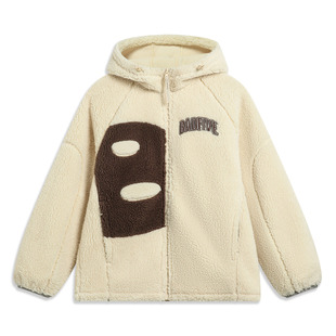 中国李宁外套男女新款反伍系列羊羔绒连帽保暖运动夹克AFDT665