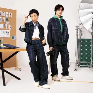 中国李宁女子水洗牛仔外套翻领2024秋款休闲运动上衣复古AJDT366