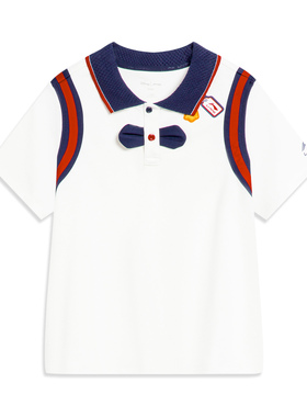 中国李宁2024新款儿童宽松舒适透气运动短袖套头POLO衫YPLT005