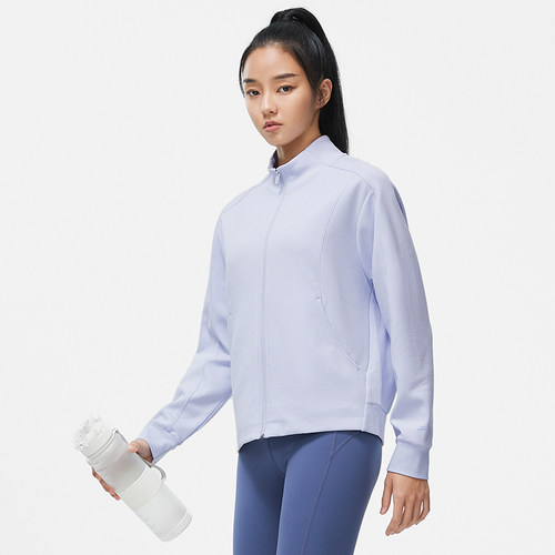 李宁健身女宽松立领吸汗运动外套