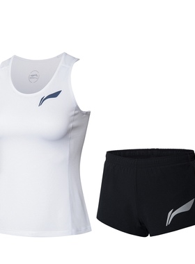 中国李宁女子跑步系列速干宽松透气无袖背心短裤短裙套装AATR090