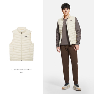中国李宁羽绒马甲男士23冬季款保暖轻薄背心男款羽绒马甲AMRS005