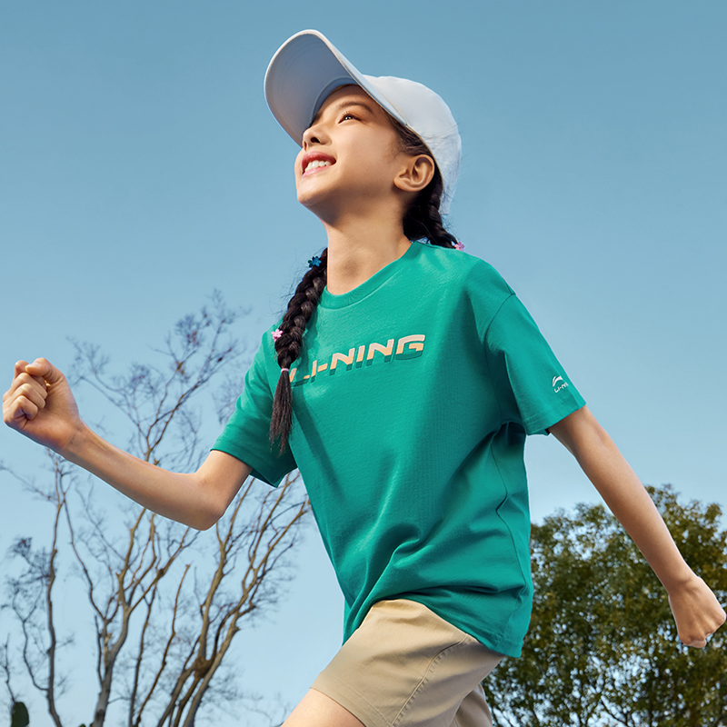 李宁圆领休闲常规T恤男女同款