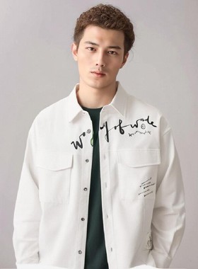 中国李宁韦德 Salventius艺术家联名男女同款宽松休闲衬衫ASHT209