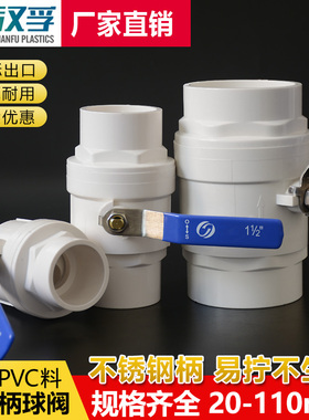 PVC球阀不锈钢柄阀门20 25 32 40 50 63 75 90 110上水给水管开关