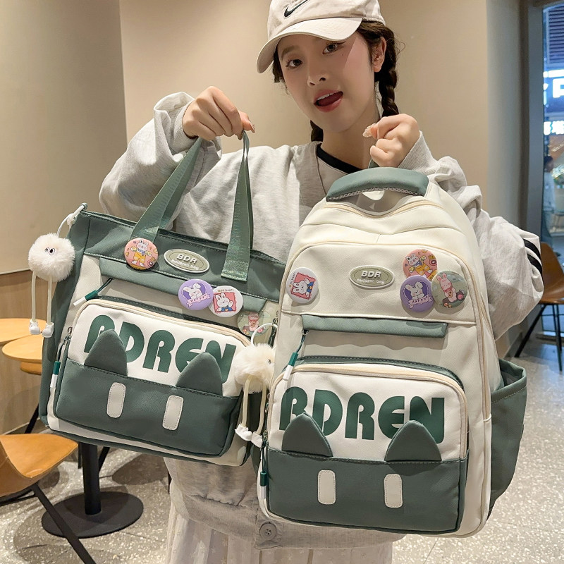 可爱书包初中女生大容量高中生双肩包小学生三到五六年级补习背包