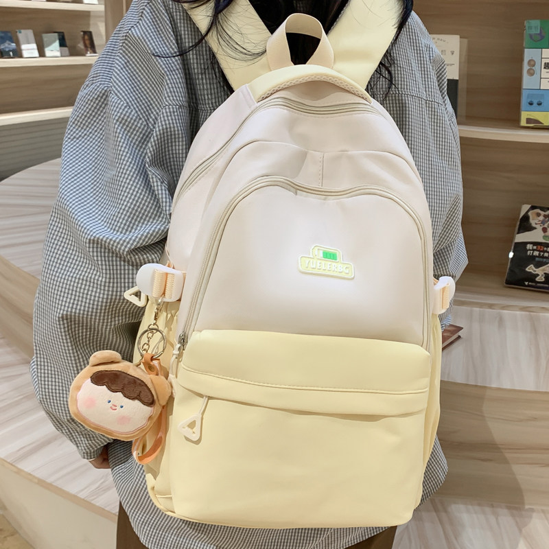 大学生书包女生中学生高中生简约百搭少女心大容量双肩背包大小款