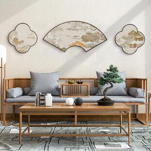 温亭居新中式客厅装饰画扇形沙发背景墙壁画山水画晶瓷画玄关挂画