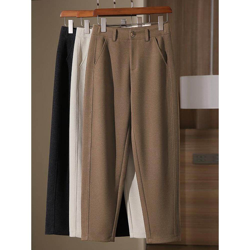 高端羊绒裤2025春秋新款女醋酸羊毛呢裤高腰显瘦哈伦裤加绒西装裤,女装/女士精品,大码裤装,淘宝优惠券,粉丝福利购,淘宝优惠卷