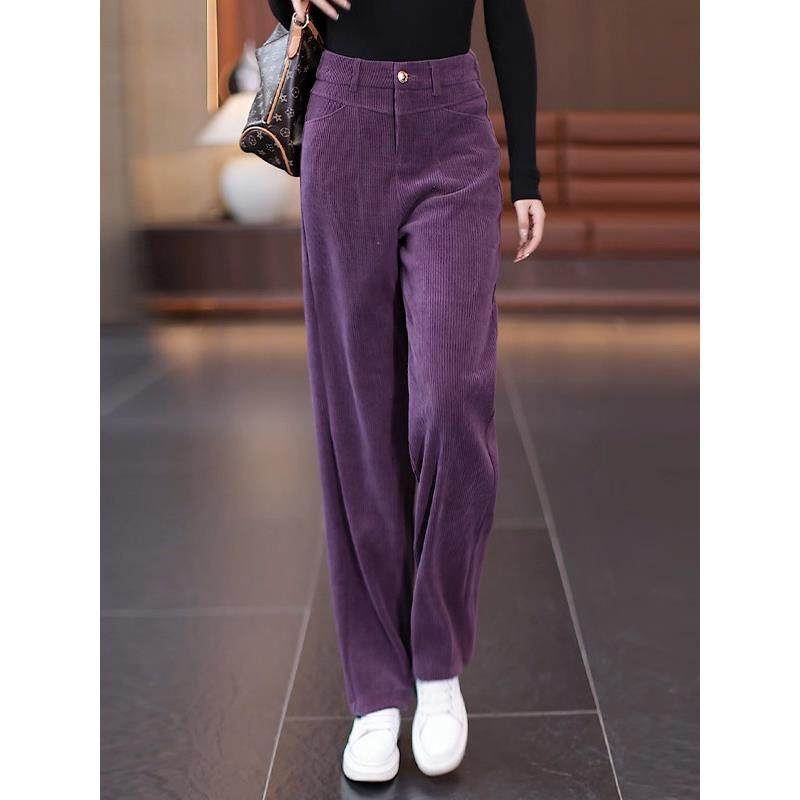 韩版灯芯绒窄版阔腿裤女秋冬2025新款雪尼尔直筒裤高腰宽松休闲裤,女装/女士精品,大码裤装,淘宝优惠券,粉丝福利购,淘宝优惠卷