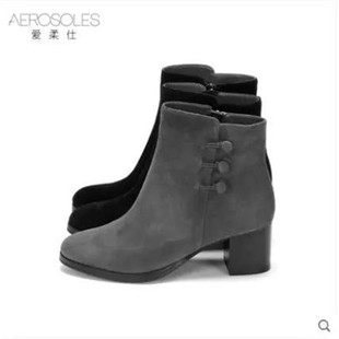 Aerosoles 短靴5008 爱柔仕秋冬羊皮绒面侧拉链中跟舒适时尚