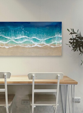 一花木手绘 waves of happiness海洋丙烯树脂简约客厅玄关装饰画