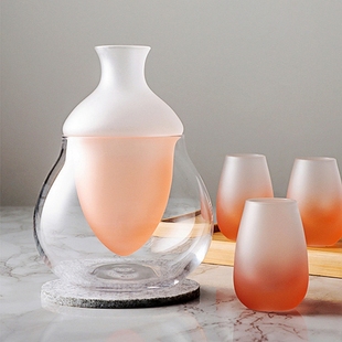 轻奢玻璃清酒壶创意日料店冰酒器一人分酒器威士忌洋酒冰镇壶温酒