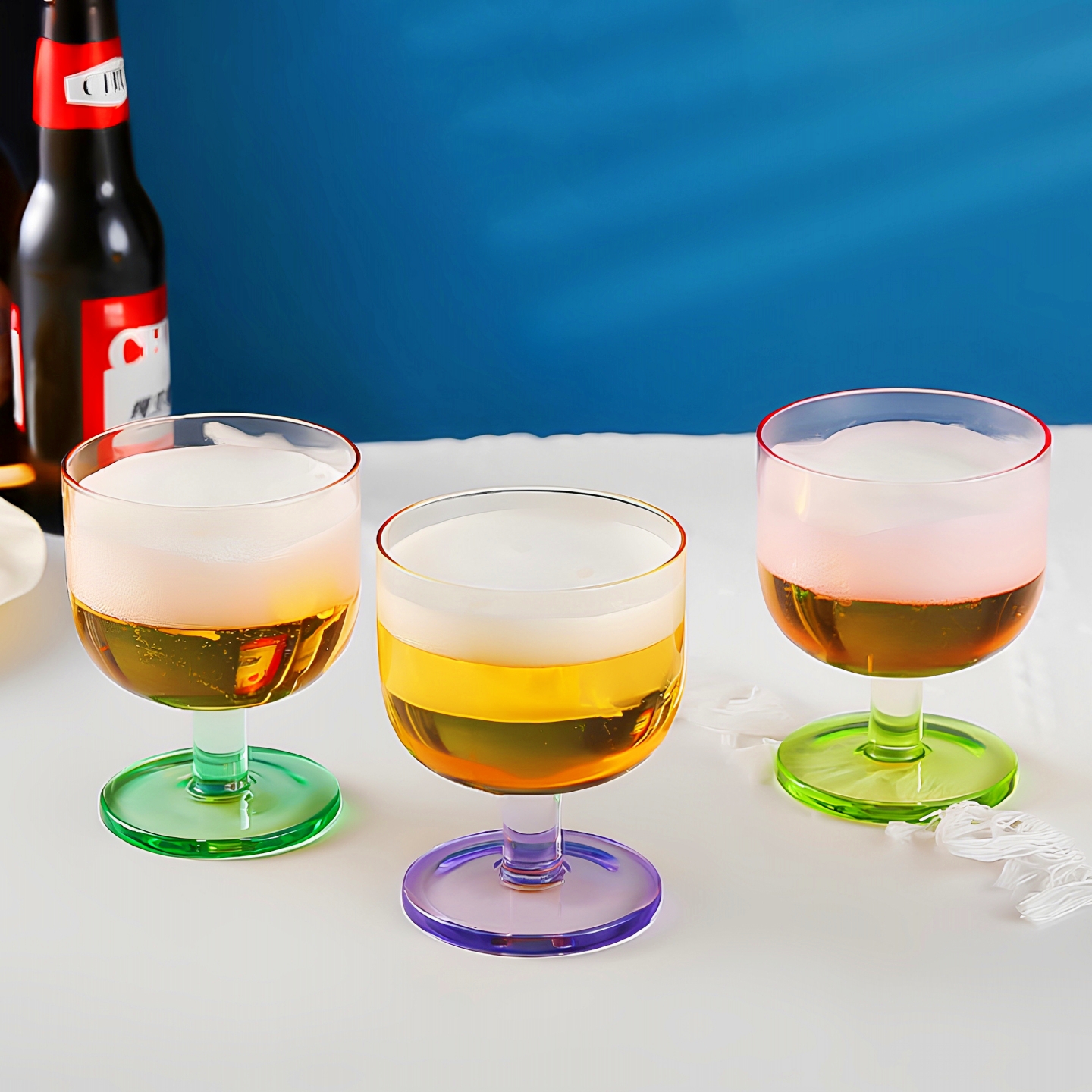 撞色高脚果冻啤酒杯微醺