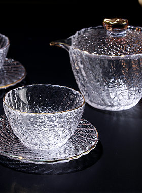 冰川纹手工制做耐热玻璃日式茶具