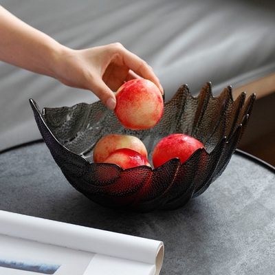 简约轻奢金边羽毛玻璃沙拉碗