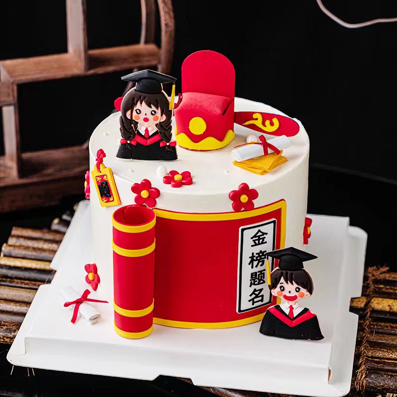 金榜题名摆件博士帽男孩女孩