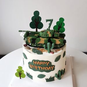 网红儿童蛋糕装饰坦克装甲车特种兵男孩男生生日烘焙装扮插件摆件