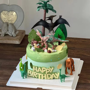 侏罗纪恐龙蛋糕装饰霸王龙翼摆件儿童男孩周岁生日森系甜品台插件