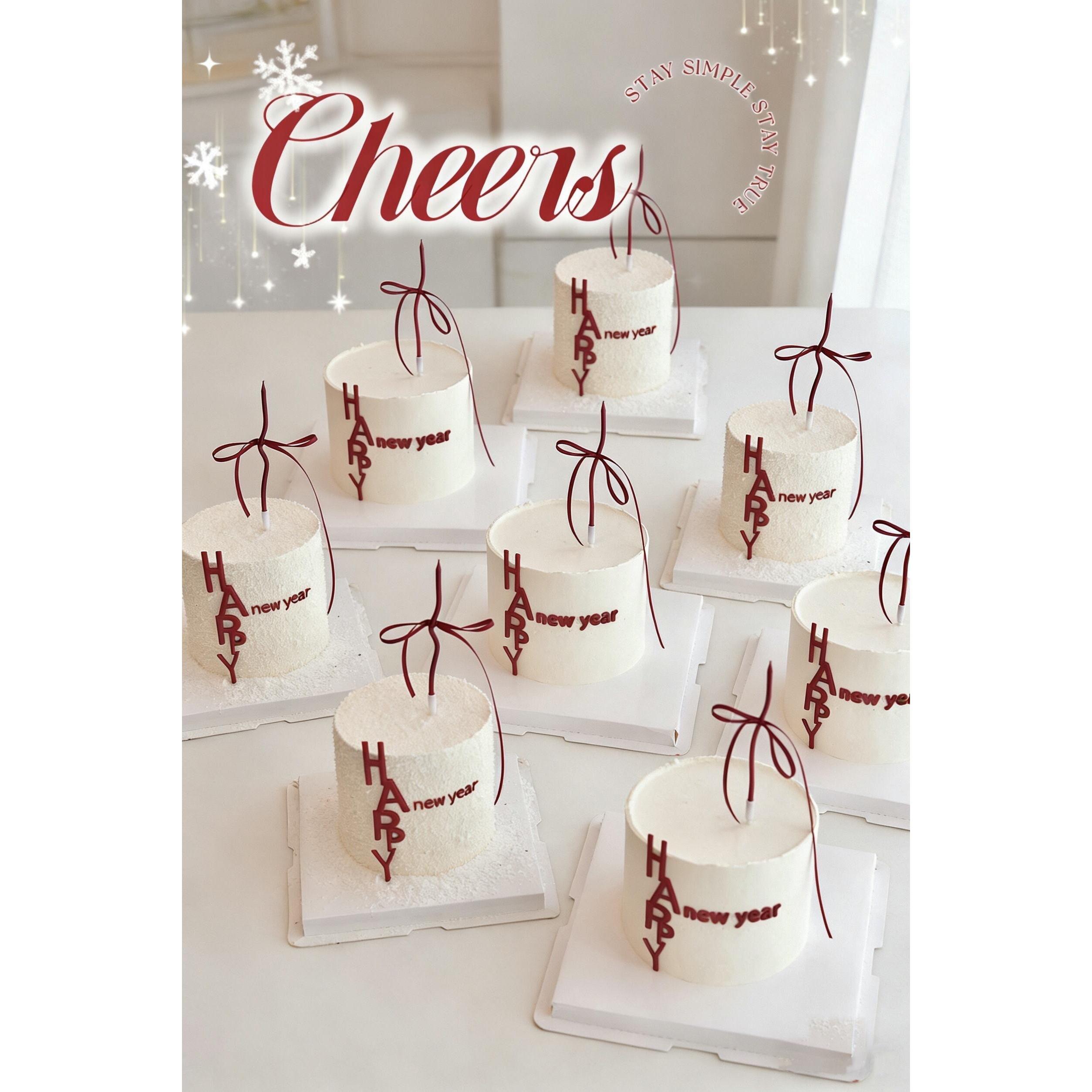 2026新年快乐HAPPYnewyear亚克力蛋糕装饰插件简约跨年除夕插牌