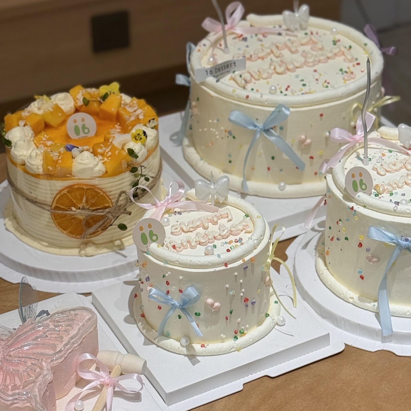 网红ins风蛋糕装饰蝴蝶结丝带蜡烛插件仙女女神生日烘焙装扮配件