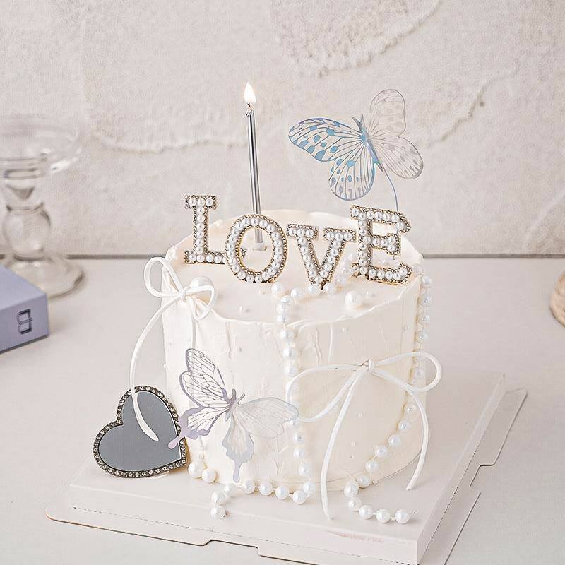 2.14七夕情人节珍珠love蛋糕装饰摆件唯美蝴蝶告白爱心镜子插件,节庆用品/礼品,蛋糕/烘焙装饰用品,淘宝优惠券,粉丝福利购,淘宝优惠卷