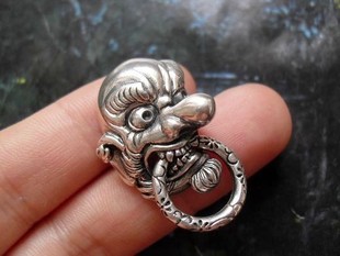 泰银 925纯银手工原创设计 进口正品天狗身钱夹包搭扣3.1cm