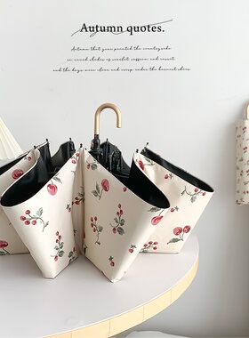 复古弯钩太阳伞防晒防紫外线便携黑胶小巧折叠遮阳手动晴雨两用