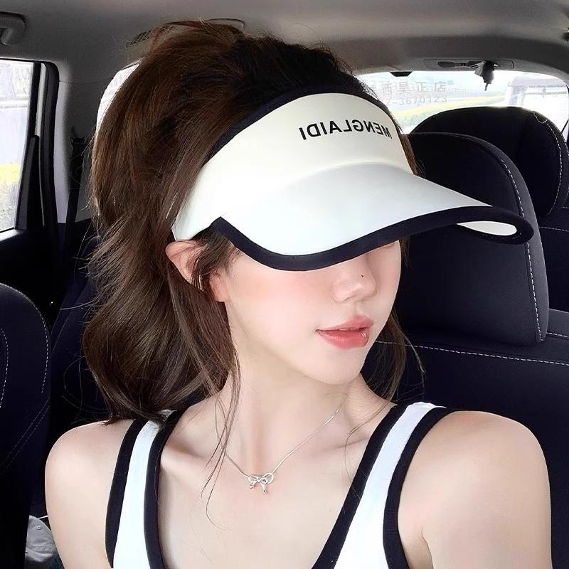 大檐防晒帽子女新款夏季骑行运动遮阳防紫外线显脸小空顶太阳凉帽