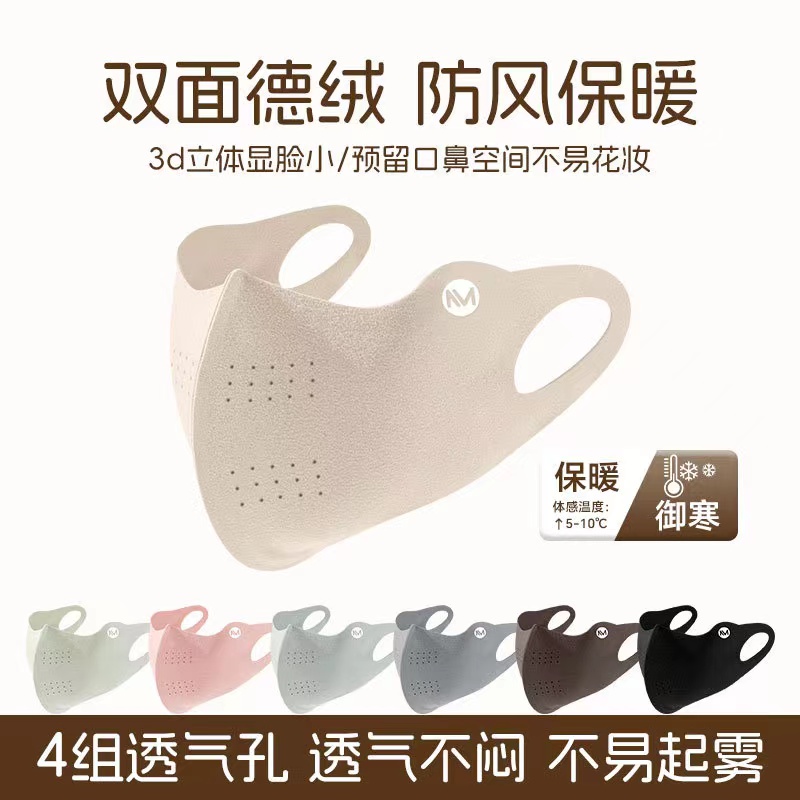 秋冬季德绒保暖口罩女款户外骑行防风防寒保暖2025新款高颜值加厚