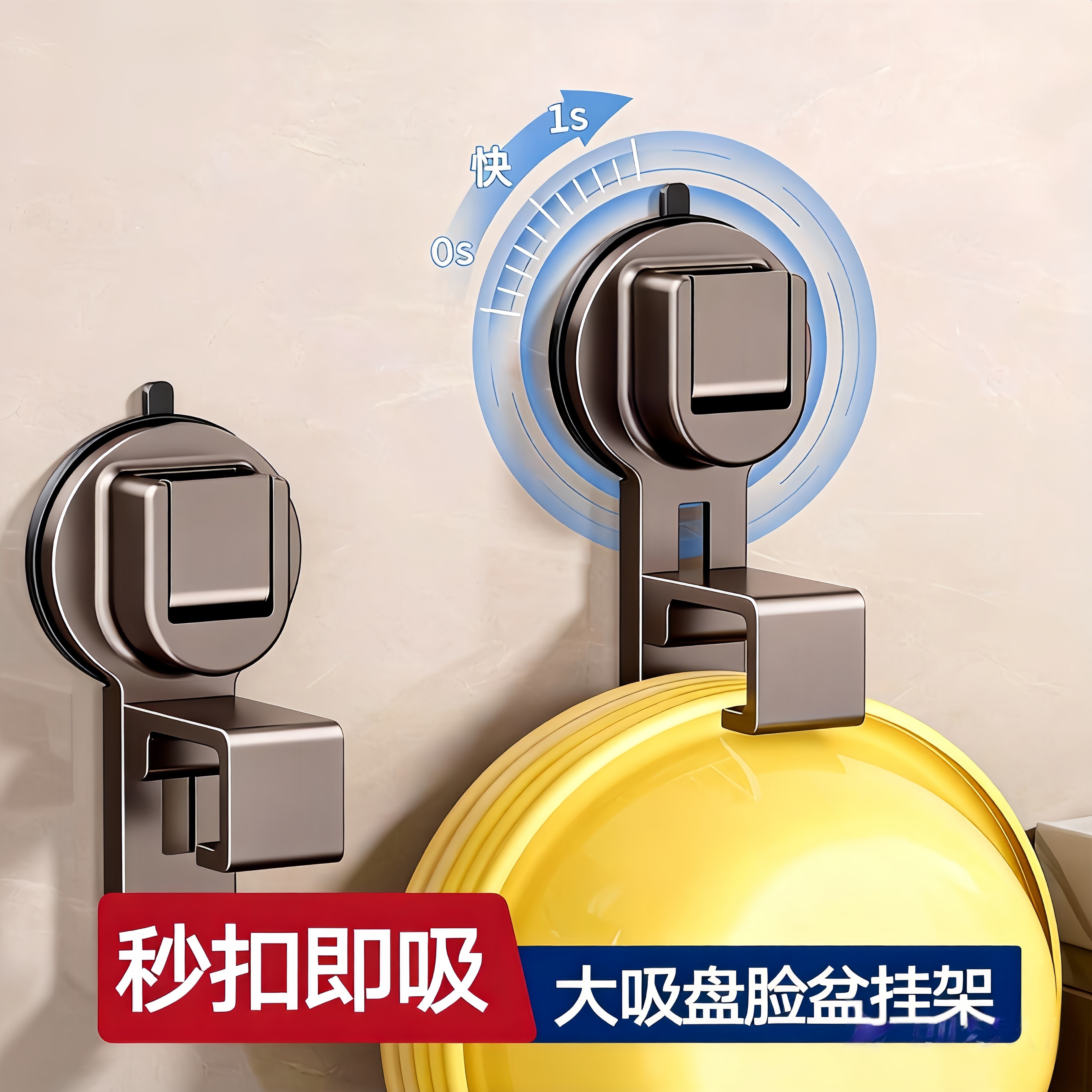 吸盘脸盆挂钩浴室免打孔挂盆神器卫生间挂盆浴盆收纳架盆子置物架,家庭/个人清洁工具,脸盆架,淘宝优惠券,粉丝福利购,淘宝优惠卷