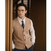 秋冬英式 复古绅士进口羊毛知识分子老钱风西装 百搭马甲针织毛衣