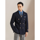艾比路秋冬复古双排扣金扣海军布雷泽常春藤IVY高定羊毛西装 外套