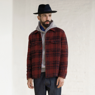 式 衬衫 西部狩猎RRL夹克 复古进口羊毛红格子工装 艾比路美式
