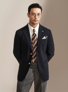 艾比路25秋冬海军蓝羊毛法兰绒金扣西装常春藤IVY布雷泽BLAZER