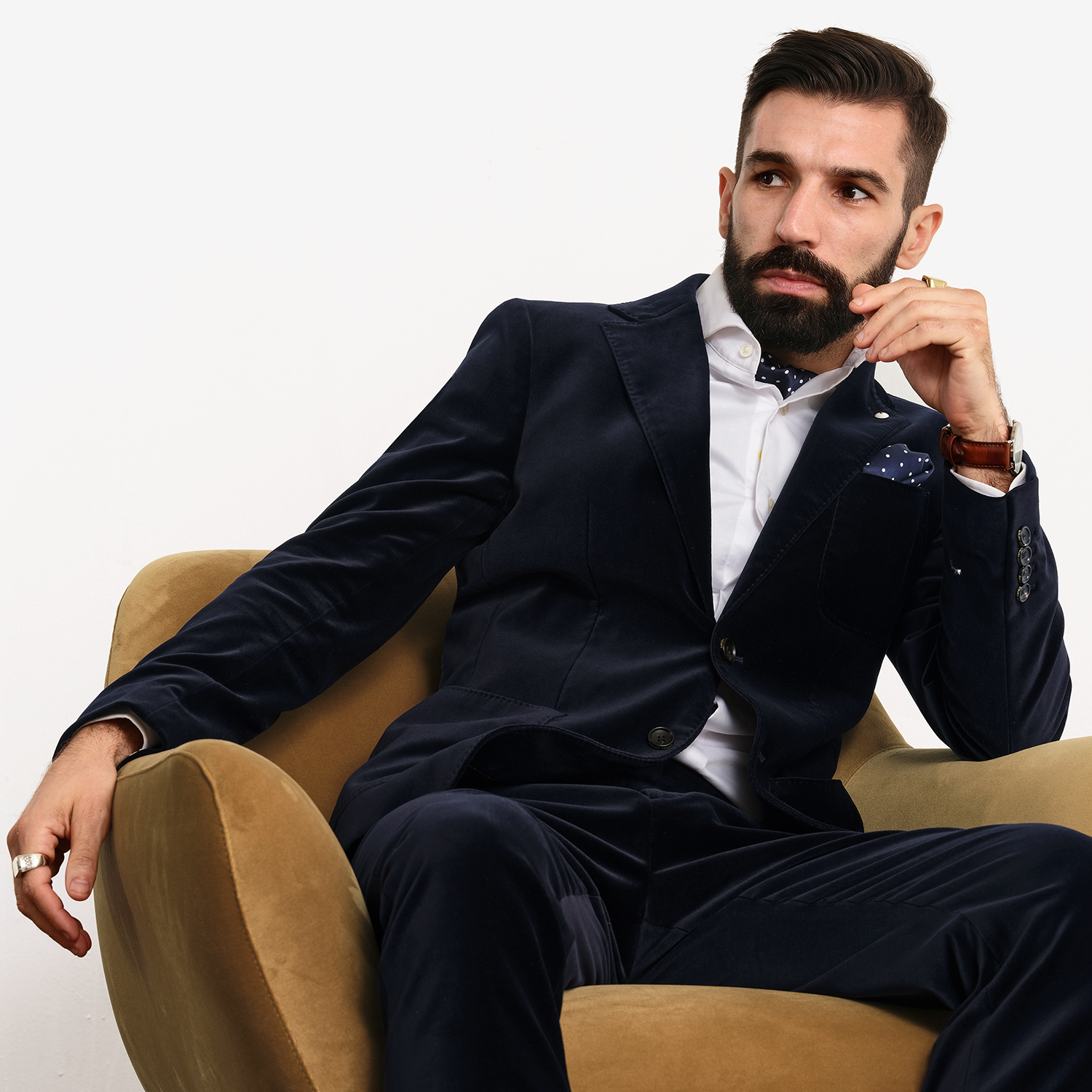 秋冬高端英式复古轻奢意大利高定经典男士棉质丝绒西装礼服上衣