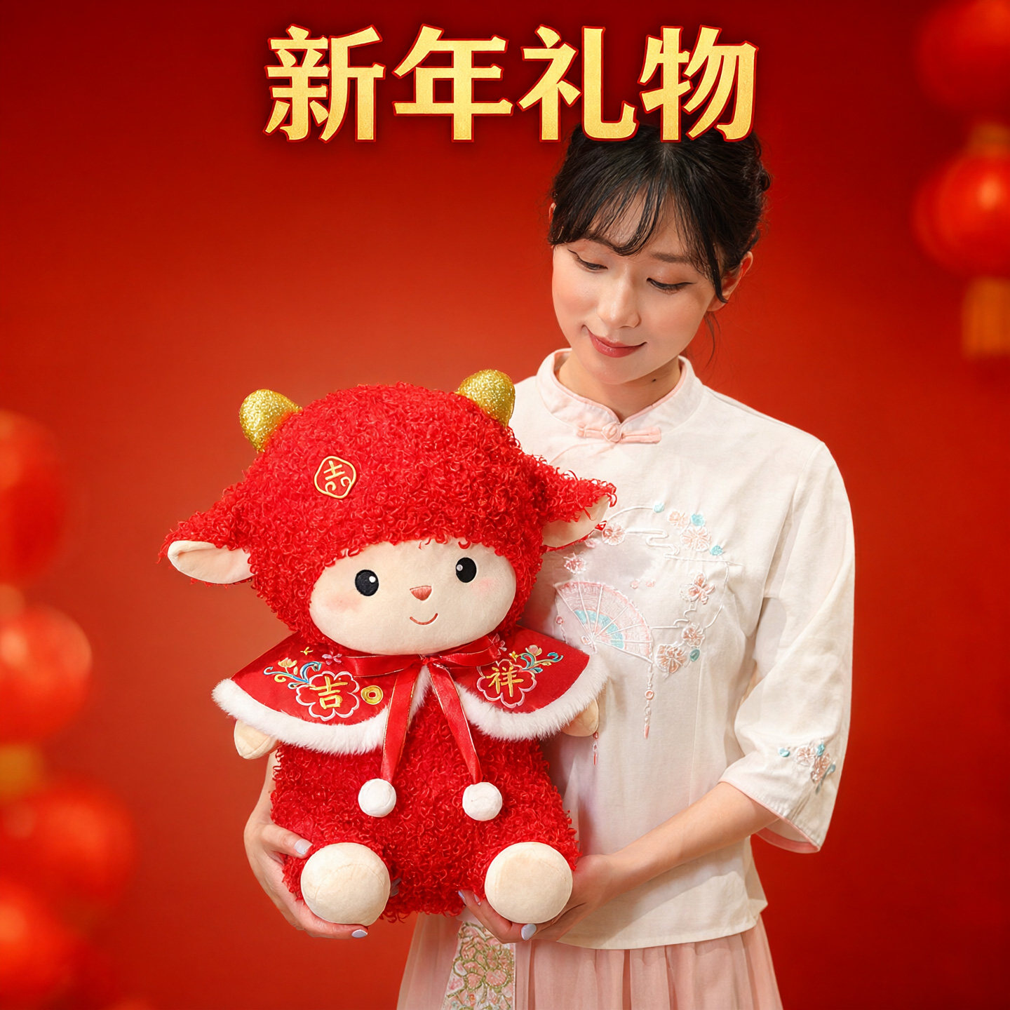 羊年吉祥物2027送女生的礼物小羊玩偶毛绒公仔生肖新年礼品伴手礼