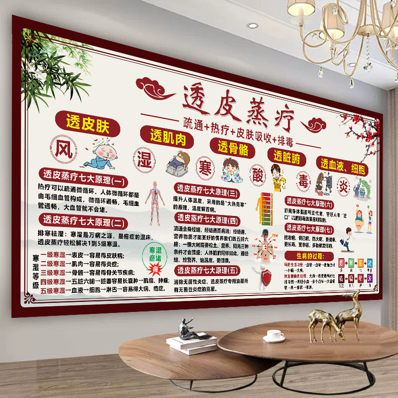 透皮蒸疗海报熏蒸养生广告宣传画古方熏蒸装饰画跃莱中药熏蒸挂图