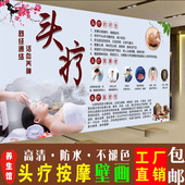 头疗海报头部保养图片宣传画头道汤广告图养发馆壁画头疗馆装 饰画