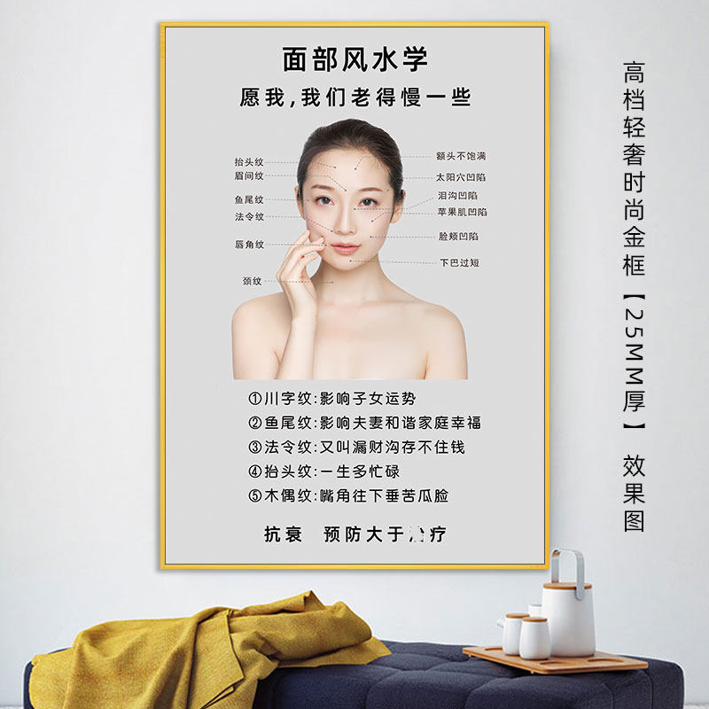 祛皱海报面部黄金比例图片皱纹风水广告微整宣传海报除皱抗衰挂画