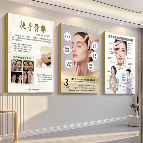 徒手骨雕海报抗衰轻奢相框宣传画