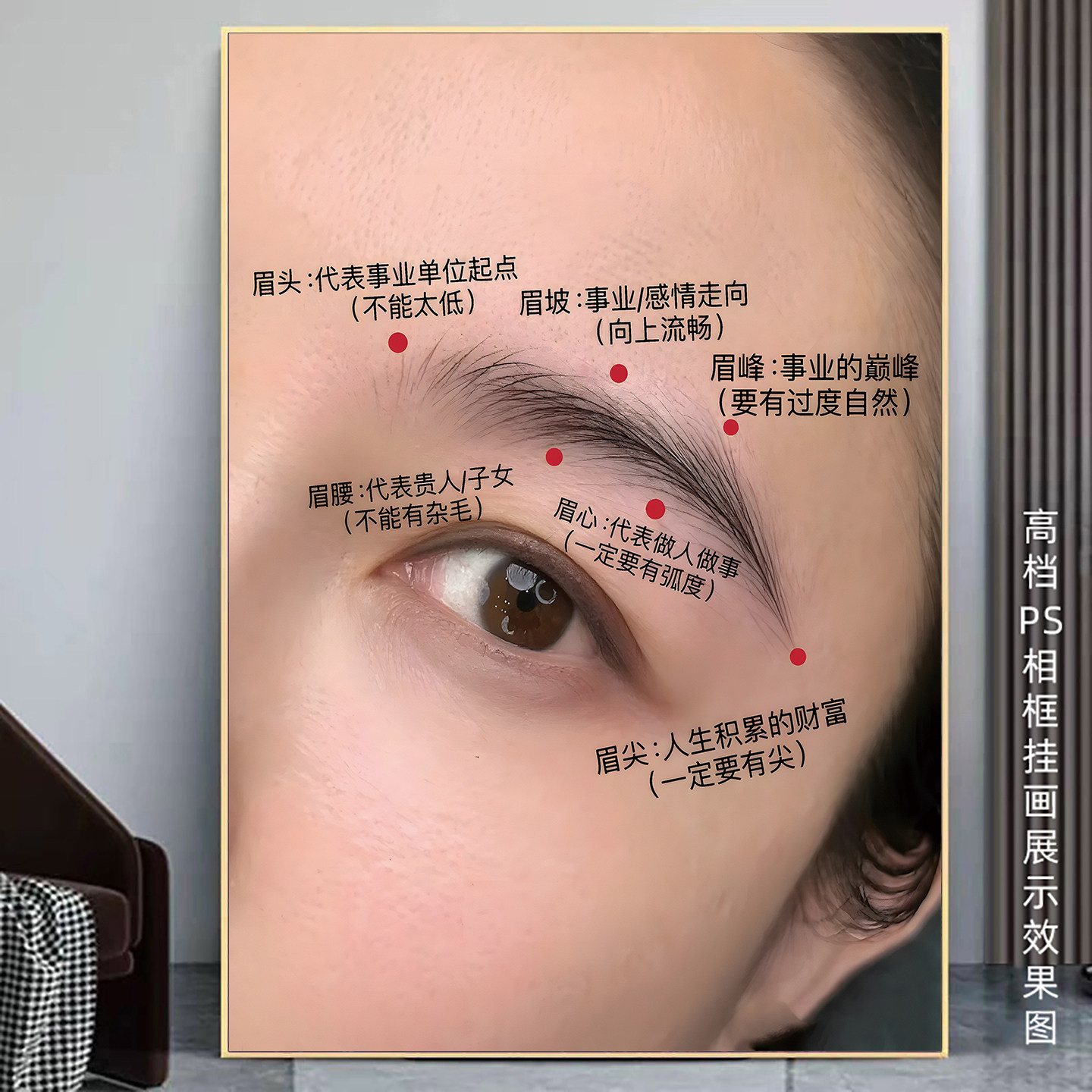 纹眉宣传挂画美容风水图贴画眉眼唇广告眉毛展示图纹绣海报高级感