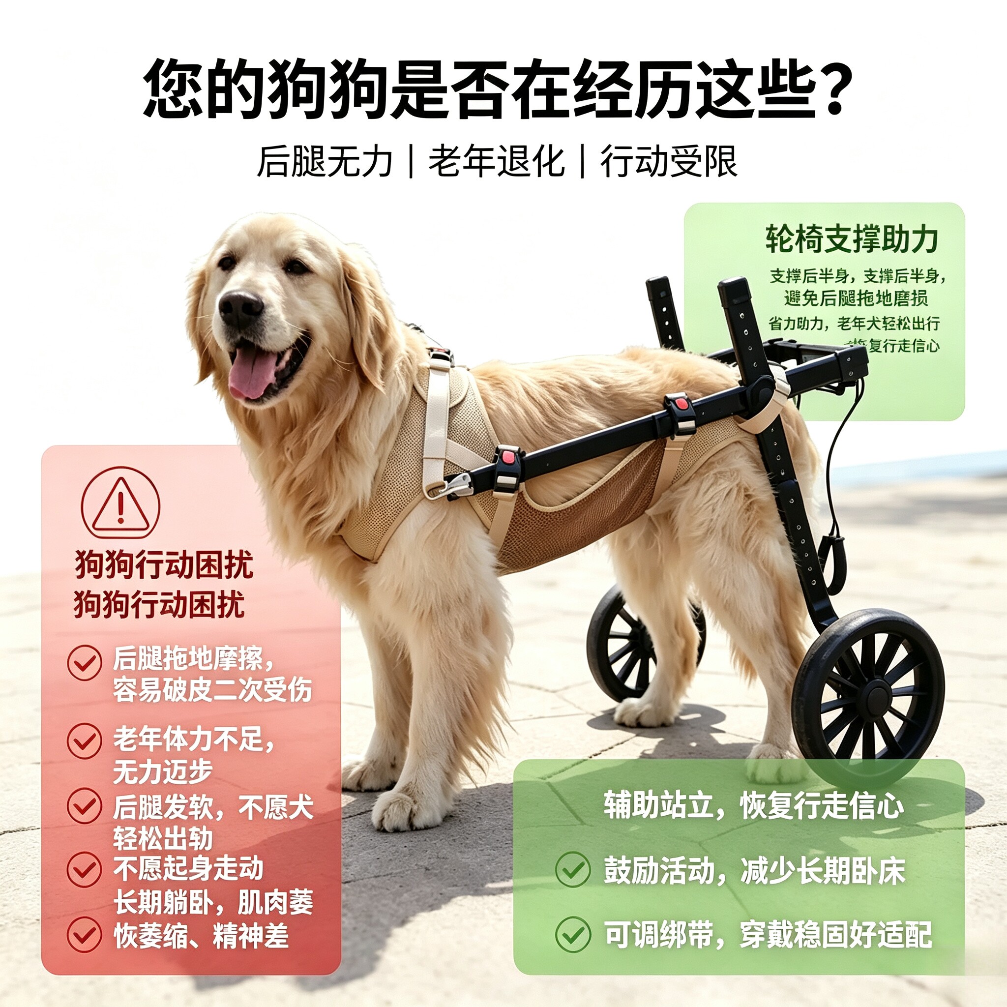 狗狗大型犬轮椅车后肢康复训练脊椎炎瘫痪残疾辅助后腿支架车