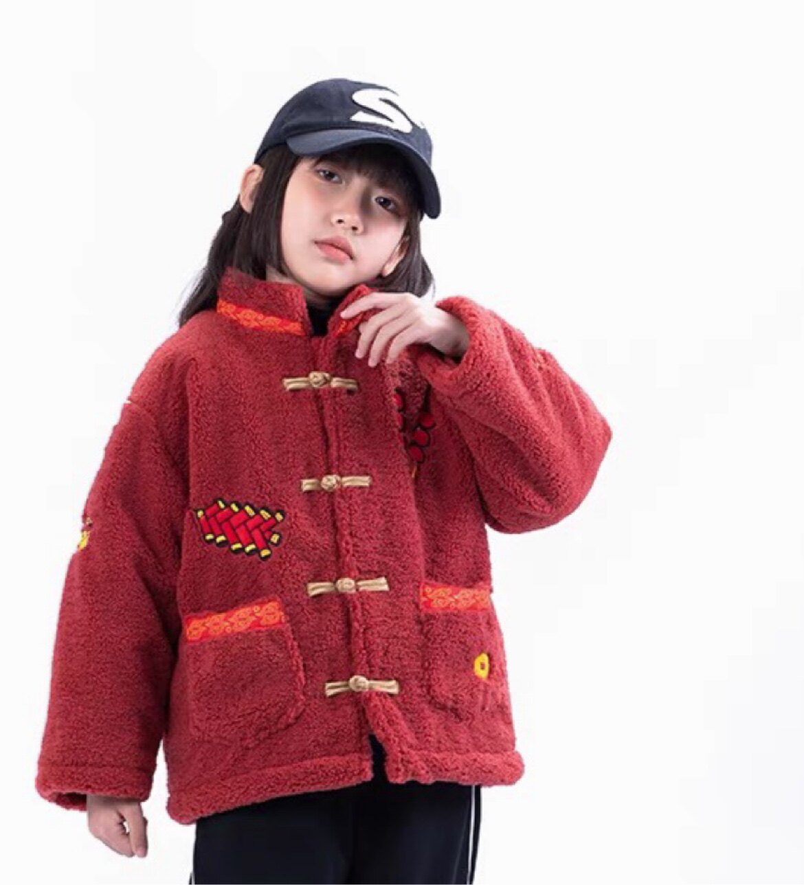 马qi顿无吊牌男童女童中式拜年服暗红夹棉加厚身高加10拍图片