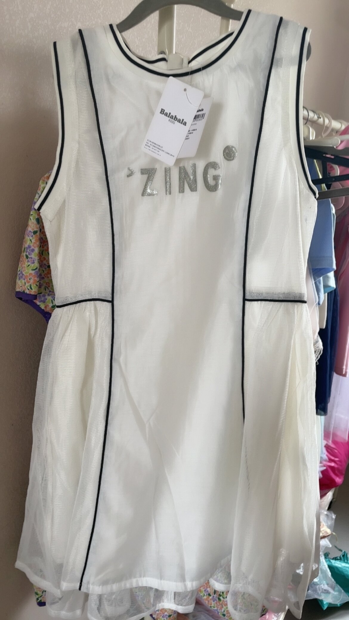 女中童150码无袖连衣裙夏薄休闲时髦甜酷简约A字裙尾货默认微瑕图片