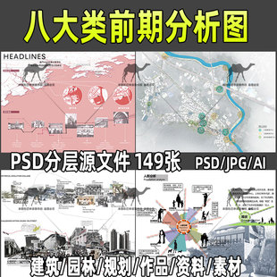 2023八大类前期分析图PSD分层基地现状历史文脉区位设计功能流线