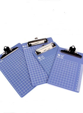 富强A5写字板蝴蝶平板夹蓝色塑料办公好帮手板带格子刻度5个包邮