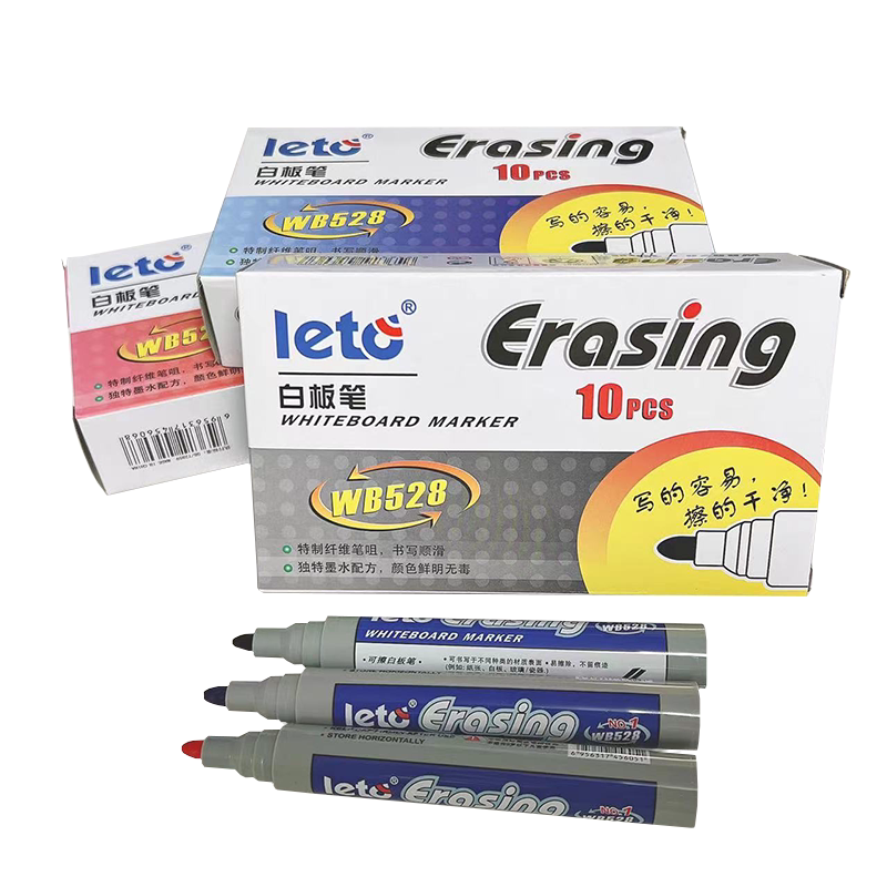 乐途白板笔型号wb528红蓝黑色可擦水性笔 粗头大容量10支9元包邮